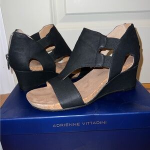 Adrienne Vittadini Black Cutout Wedges
